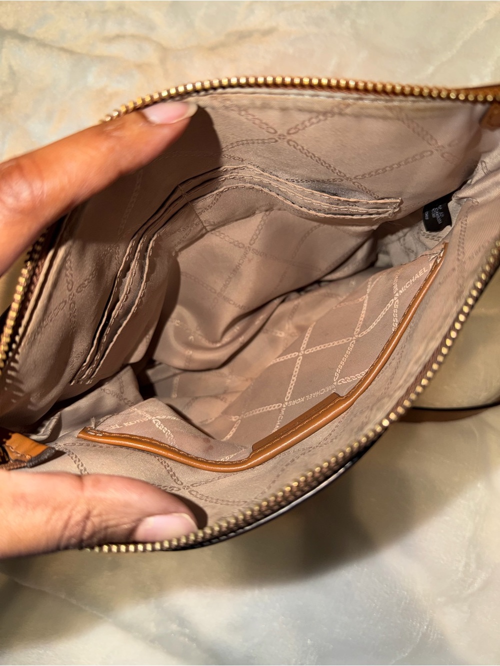 Michael Kors Beige and Brown Monogram Crossbody - Picture 10 of 16